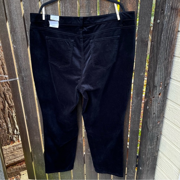 Talbots Velveteen Straight Leg High Waisted Black Pants NWT Sz 20WP - Picture 2 of 14